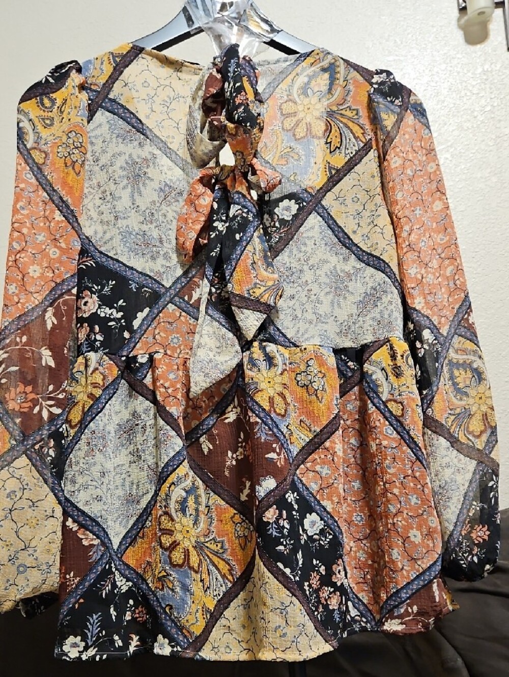 American Eagle Outfitters Multicolor Patchwork Floral Peasant Top - Picture 5 of 9